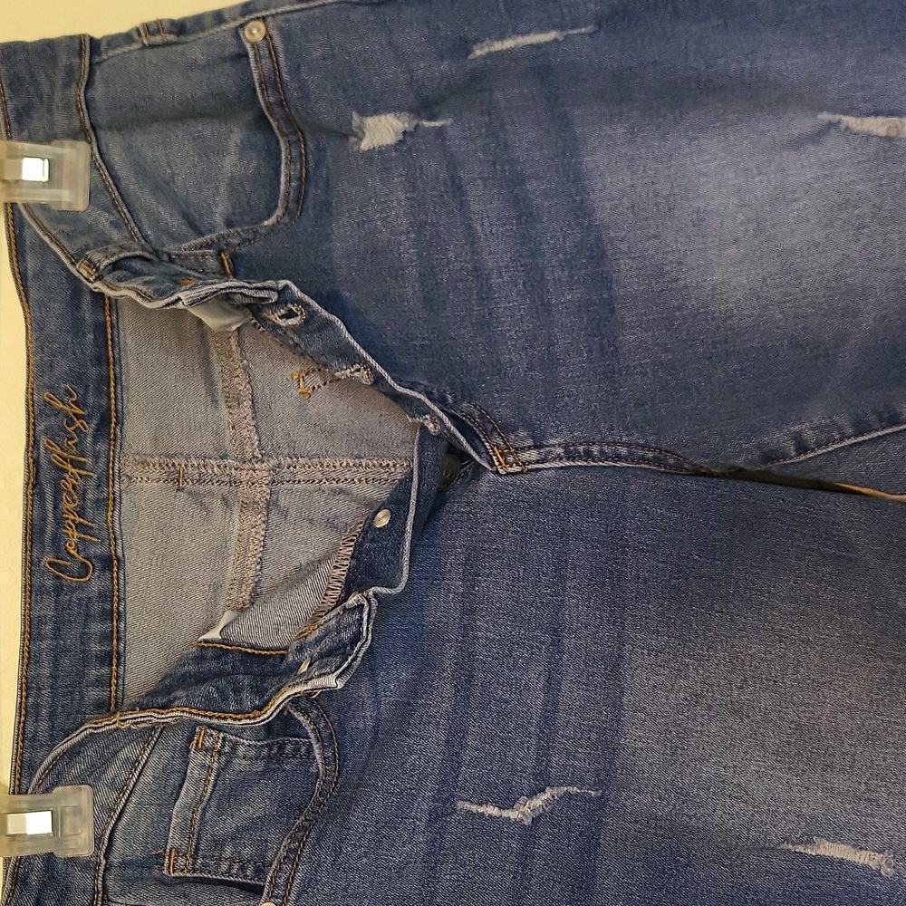 Copperflash High Rise Slim Straight Frayed Hem Jeans. Size 6 - Picture 13 of 16